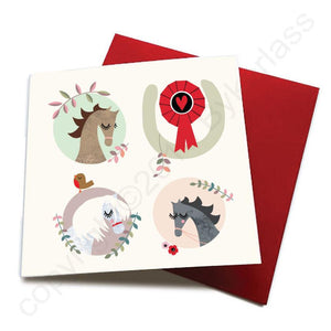 Horse Greeting Card With Satin Ribbon Rosette